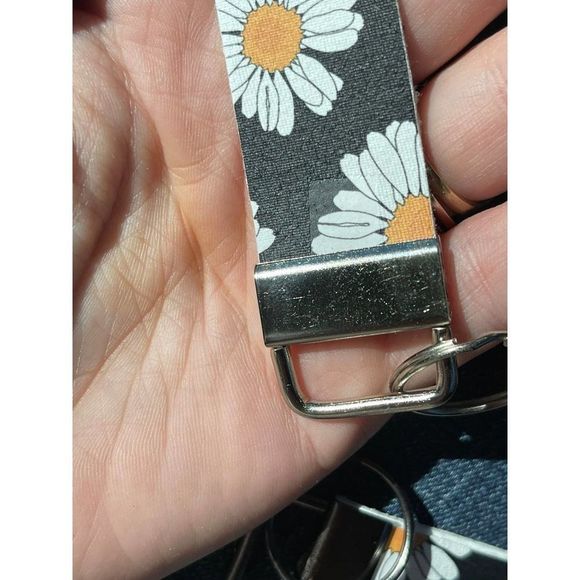 Floral Leather Key Fob Set | Custom Acrylic Keychain - Picture 5 of 7
